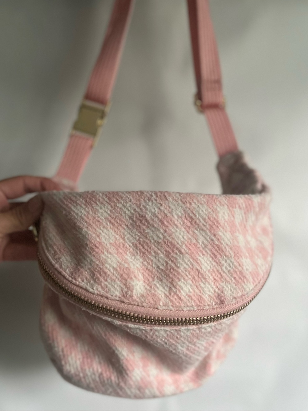 Stoney Clover Pink Tweed Crossbody Belt Bag